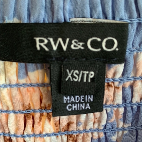 Blue and White V-Neck Flutter Sleeve Dress - Picture 2 of 4